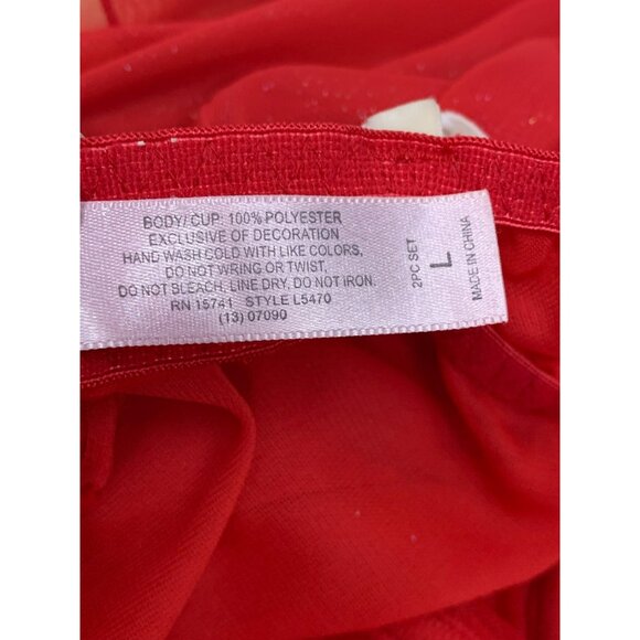 VTG Red Feather Trim Lingerie Babydoll Nightgown Holiday Santa Inner Secrets L - Picture 5 of 8